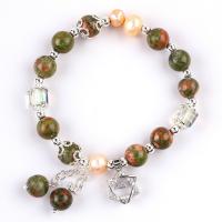 China Unakite Stone And Pink Pearl With Star Charm Healing Balance Bead Bracelet For Jewelry Gift on sale