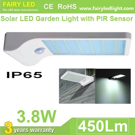 Solar LED Wall Light 3.8W with PIR Motion Sensor Day Light Sensor IP65 Waterproof 3 years warranty