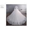 Pure White High Collar Beading Long Tail Bridal Gown / Long Sleeve Bridal