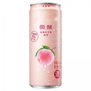 330ml White Peach Flavor Custom Cylindrical Cocktail Cans Logo Printed 3%ALC/VOL Alcoholic Beverage Canning