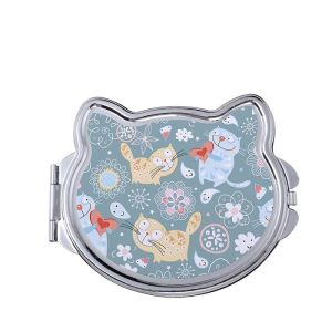 China ポータブル猫型昇華コンパクトミラー カスタムメイクアップミラー wholesale