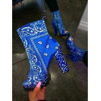 China Blue Satin Leather OEM Women'S High Heel Platform Boots Anti Slippery on sale