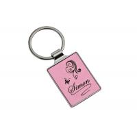 China Laser Engraving Logo Leather Key Chains 55mm 4mm Pink Key Ring Advertising on sale