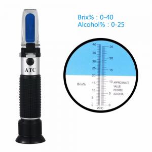 New Brand 0~40% Brix 0~25% Alcohol Wort Specific Gravity Refractometer Beer Fruit Juice Wine Sugar Test Meter