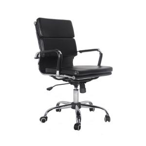 China Middle Back Modern Manager Office Chairs Black Coating Sled Frame supplier