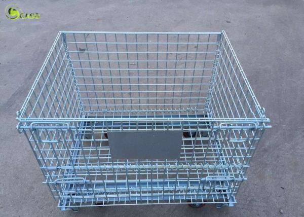 Galvanized Steel Transport Collapsible Cage Storage Shelves Wire Mesh Crate