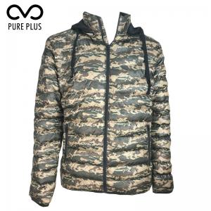 Stylish Olive Mens Detachable Hood Jacket Wind Proof Cotton Shell