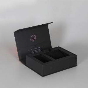 China Jewelry flip box customized with black EVA lining ring and bracelet display box magnetic attraction jewelry box boutique supplier