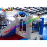 Shark Outdoor Inflatable Water Slides , Air Combo Bouncer With Water Pool