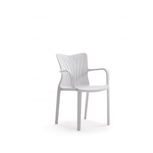 China White PP Training Room Tables And Chairs Plastic Dining Chairs With Armrest supplier