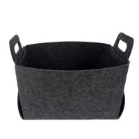 China Dark Grey Reusable Felt Storage Basket Folding Bin 14*12*10inch on sale