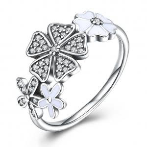 Rose Ring Sterling Silver Rose Flower Heart Ring Adjustable Open Ring Love Jewelry Bands Promise Ring Gift For Women