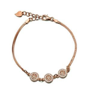 China Rose Gold Plated Sterling Silver Cubic Zircon Start Charm Bracelets (B12281ROSE) supplier