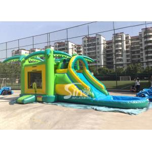 China Big Outdoor Jungle Inflatable Boune Slide Combo with Water Pool and Palm Tree supplier
