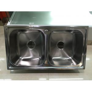 7843 one piece finish double bowl stainless steel sink factory