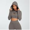 230gsm Athletic Women Workout Hoodies Long Sleeve Crop Top Hoodies