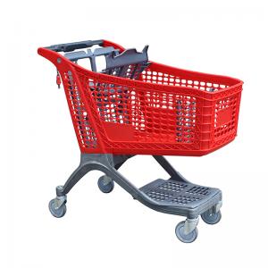 China Large Size Sturdy Plastic Supermarket Trolley Shopping Cart Q235 Steel supplier