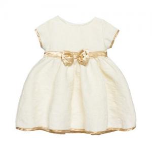 Fashion short sleeve golden frock designs party dress for 1 year old baby girl