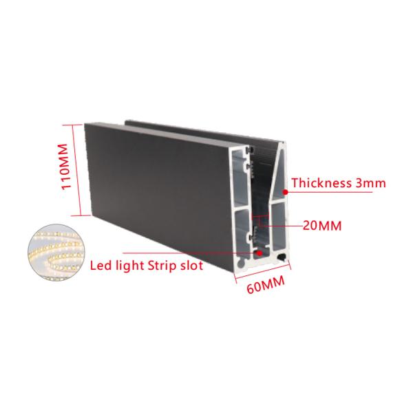 Deck Railing Balustrade Aluminum U Channel Profile Glass Fence with LED Lighting