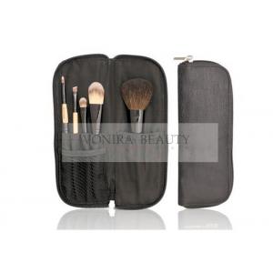 Eco Friendly 5 Pcs Bamboo Handle Makeup Brush Travel Kit With Natural Hair