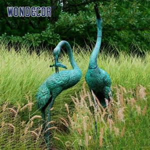 Life size outdoor garden metal bird Red-crowned crane Bronze sculpture
