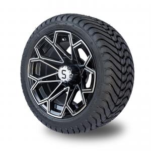 China Machined Gloss Black Golf Cart Wheel And Tire Combo 215/35-12 Low Profile DOT Tyres 4 Set supplier