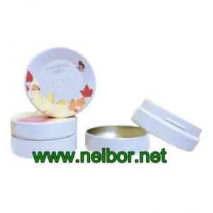 Round Lip balm tin box 45ML 95ML lip gloss tin container with embossing