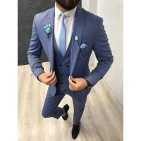 China 70% Wool 30% Poly Blue Groom Tuxedo Suit For Wedding on sale