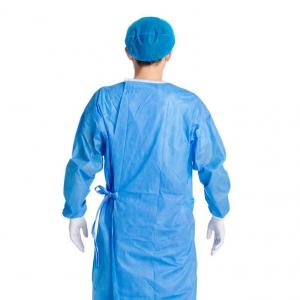 China blue SMS Non Waven Material 45gsm Disposable Medical Isolation Gown supplier