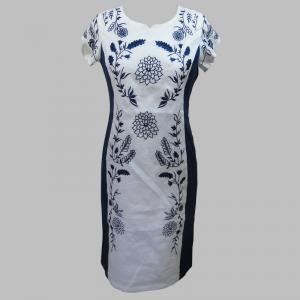 Hot Selling Woman Embroidery Short Sleeve Summer Autumn Lady Maxi Dress