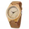 Fashion Design Wooden Quartz Watch , Leather Strap Japan Movement Bamboo Wrist