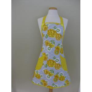 Ladies Apron, Floral Apron, Kitchen Apron, Full Cooking Apron, Gift For Women, Yellow Apron, cooking Apron, Adult Aprons