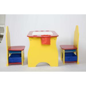 W60*D44.5*H47.5CM Children Wooden Desk With 2 Chairs