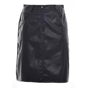 Office Wear Black PU Leather Skirt , Ladies Knee Length Skirts Size XS-XXL