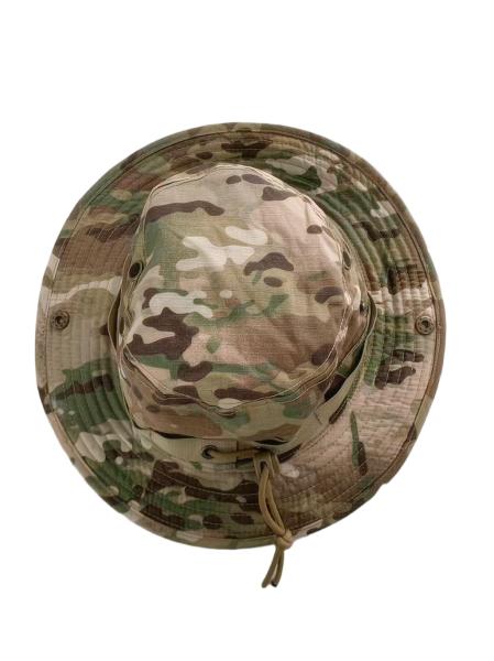 Camuflaje para campamentos al aire libre Sombrero táctico de borde redondo con malla transpirable Sombrero de pescador de viaje de algodón personalizado