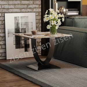 China Arc Marble End Coffee Table With Ceramic Top Modern Stainless wholesale