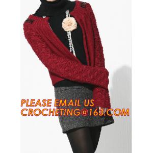 Red Long Womens Cardigan, Cable Knitting Lady Cashmere Pullover Knitted Sweater for Women