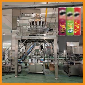 China Automatic Vacuum Potato Chips Tin Canning Machine Puffed Food Weighing And Filling System supplier