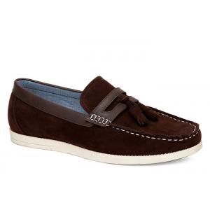 China Attractive Mens Leather Casual Shoes Tassels Flat Loafer Brown Leather Driving Shoes supplier
