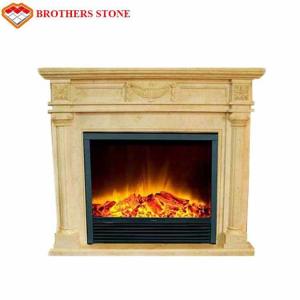 China High Durability Natural Stone Fireplaces , Beige White Marble Fire Surround wholesale