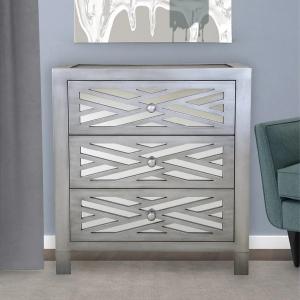 China Vintage 3 drawers corner cabinet silver mirrored sideboard for living room wholesale
