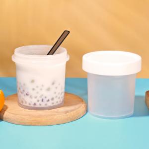 China OEM 200ml Plastic Food Jars Ice Cream Cup With Cap supplier