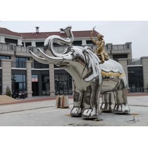 China Life Size Brass Man Sitting Stainless Steel Elephant Sculpture wholesale