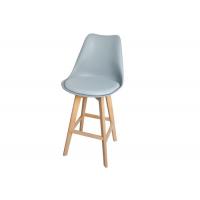 China Minimalism Cafe Shop Plastic Bar Stool Chair With Beech Wooden Leg on sale