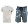 Cotton Jersey Men'S V Neck Pajamas / Mens T Shirt And Woven Shorts Pyjamas With