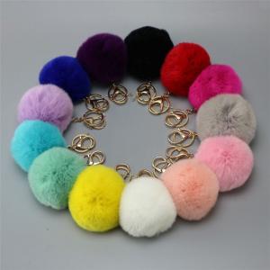 Economical rex rabbit fur pom poms keychain fur ball for bag accessory