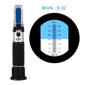 Mètre tenu dans la main Refratom de réfractomètre d'ATC de 2017 RHB-32ATC Brix Refractometer For Sugar Beer Brix Test Optical 0-32% Brix