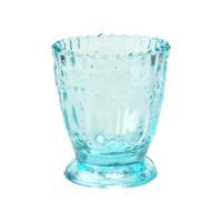 China Recycled Blue Glass Candle Jars Ribbed 4OZ Small Coloured Glass Candle Holders on sale