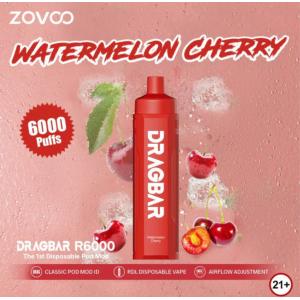 Watermelon Cherry flavor Zovoo Dragbar R6000 6000 puffs Disposal Vape with 18 ML E-liquid Juice