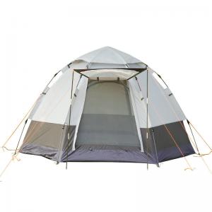 Factory Customized Outside 4-5 People Automatic Rainproof Camping Casual Hexagon Tent Double Doors Skylights Family Tent